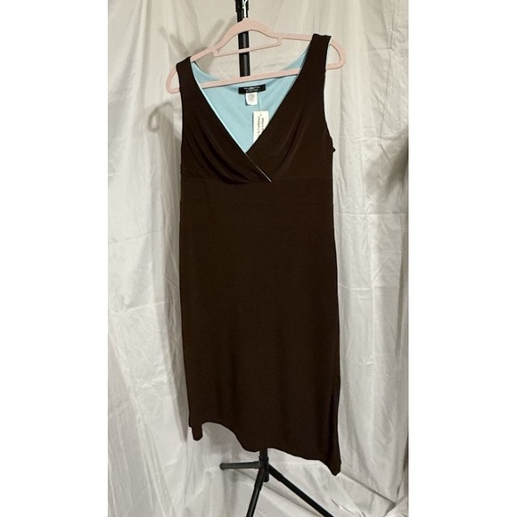NWT  B. MOSS  STRETCH Brown Sleeveless DRESS Size 10 Made In‎ USA 100% Polyester - Picture 2 of 10